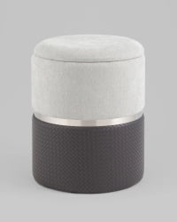 Пуф Кэрри с ящиком серо-черный шенилл с экокожей