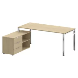 Стол рабочий руководителя с опорной тумбой левый МЕТАЛ СЙСТЕМ ДИРЕCТ БГ.СРТ-5.8 Л Акация Лорка / METAL SYSTEM DIRECT