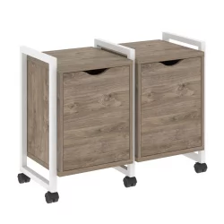 Тумба на колесных опорах наборная. Вариант №2 ЛОФТ ВР.Л-ТН-2.К Металл белый Тиквуд темный / LOFT VR.L-TN-2.K