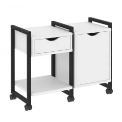 Тумба на колесных опорах наборная. Вариант №3 ЛОФТ ВР.Л-ТН-3.К Металл черный Белый Бриллиант / LOFT VR.L-TN-3.K