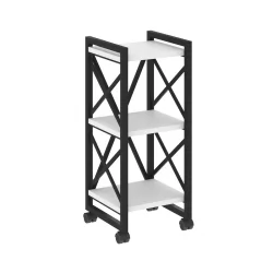 Стеллаж на колесных опорах - 3 полки ЛОФТ  ВР.Л-МСТ.К-3.4 Металл черный Белый Бриллиант / LOFT VR.L-MST.K-3.4