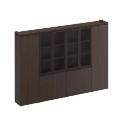 Шкаф комбинированный (для документов узкий + со стеклом 2 шт. + для одежды узкий) МАРК МК 390 Дуб валенсия / MARK