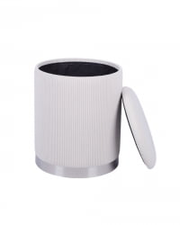 Пуф Эмили с ящиком серебро вельвет молочный