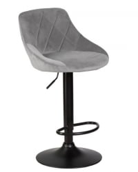 Стул барный ДОБРИН ЛОГАН БЛАCК (серый велюр (МДЖ9-75)) 2 шт / DOBRIN LOGAN BLACK (MJ9-75))