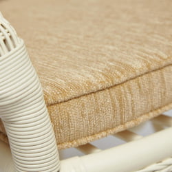 Комплект обеденный АНДРЕА ГРАНД (стол со стеклом+6 кресел+ подушки) ТCХ Вхите (белый), Ткань рубчик, цвет кремовый / ANDREA GRAND TCH White