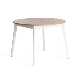Раздвижной овальный стол СВЕЛТО ЛДСП, опора-массив березы, 105 х 105 (140) х 74.5 см, Дуб Вотан/белый / SVELTO