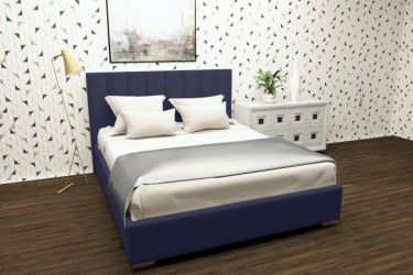 Кровать 140 на 200 Терра без основания Материал фасада: Металл/Велюр; Спальное место: 1400х2000 мм; Цвет: Синий