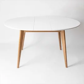 Стол обеденный Орион Плус 100кс100 Эмаль белая Морилка Орех / Plus 100x100