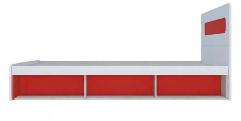 Кровать 0,9 с подъемным механизмом Палермо Юниор 01 Белый глянец Ясень шимо светлый Красный