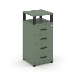 Тумба приставная с 4-мя ящиками и надставкой CОНCЕПТ CН.ТУО-003 Б/В Кобо Белый бриллиант Черный / CONCEPT CN.TUO-003 B/W