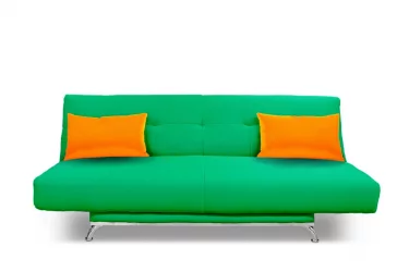 Диван с металлическими ножками МАНГО 2 (2 категория) Зеленый Оранжевый / MANGO