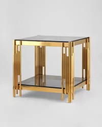 Журнальный столик ГЭТСБИ 55кс55 Золото стекло смоке / 55x55 smoke