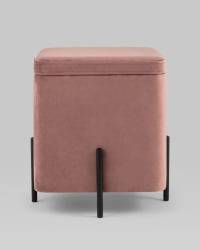 Пуф Грейс квадрат с ящиком велюр Пыльно-розовый