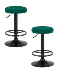 Табурет барный ДОБРИН БРУНО БЛАCК (зеленый велюр (МДЖ9-88)) 2 шт / DOBRIN BRUNO BLACK (MJ9-88))