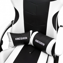 Геймерское кресло 1209-1 КИНГКУЕЕН, цвет черный/белый, 1209-1-блаcк-вхите-масс / KINGQUEEN, 1209-1-black-white-mass