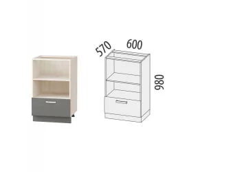 Напольный шкаф высокий под встраиваемую технику Графит 74.74 Сосна Астрид/Ваниль/Графит