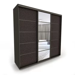 Шкаф-купе 3 двери с зеркалом Акцент-Квадро КЛ 1800х600 Венге/Бронза