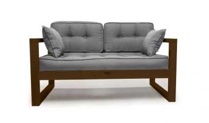 Диван двухместный ДЕмоку Д-2 серебристо-серый_темный дуб / DEmoku