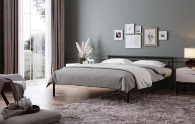 Полутороспальная кровать Метта 1200кс2000 Черная / 1200x2000