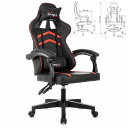 Геймерское кресло БРАБИКС Шоотер ГМ-123, 2 подушки, экокожа, черное/красное / BRABIX Shooter GM-123,