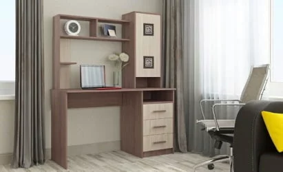 Компьютерный стол с ящиками Фаворит Ясень шимо