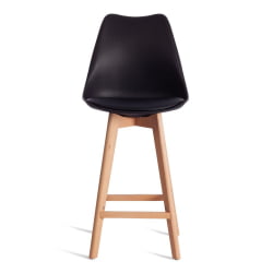 Стул барный ТУЛИП БАР (мод. C1014Х-1) / 1 шт. в упаковке пластик/дерево, 42 х 47,5 х 104 см, Блаcк (Черный) 3010/ натуральный / TULIP BAR (mod. C1014H-1) Black