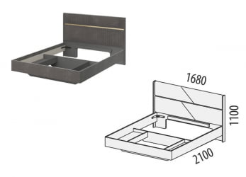 Кровать с изголовьем из ЛДСП Монако 902.01 Оникс Десерт серый