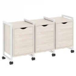 Тумба на колесных опорах наборная. Вариант №5 ЛОФТ ВР.Л-ТН-5.К Металл белый Денвер светлый / LOFT VR.L-TN-5.K