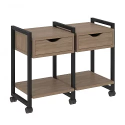 Тумба на колесных опорах наборная. Вариант №1 ЛОФТ ВР.Л-ТН-1.К Металл черный Дуб Аризона / LOFT VR.L-TN-1.K