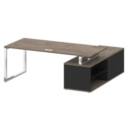 Стол руководителя с опорной греденцией , левый СХИФТ СК.СРГ-200 (Л) Тиквуд Темный/Антрацит / SHIFT SK.SRG-200 (L)