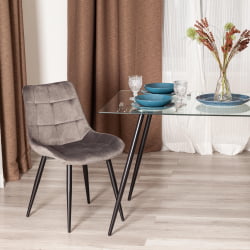 Стул АБРУЗЗО ( мод. 8060 ) металл/вельвет, 52 х 63 х 85 см, светло-серый (ХЛР 24)/черный / ABRUZZO mod. (HLR