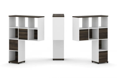 Надставка на стол высокая двухсторонняя + задняя стенка (5 шт.) CОНCЕПТ CН.ДНВ-003 Дуб Мали Белый бриллиант Черный металл / CONCEPT CN.DNV-003