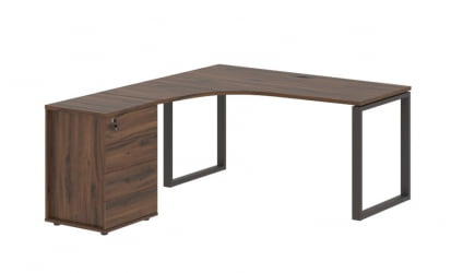 Стол эргономичный с тумбой левый ЕДИС ЕКCЕТ 1518 Л Дуб Денвер темный Мокко / EDIS EQCET L