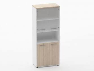 Шкаф 4 широкий верх стеклянные двери, низ закрытый, с нишей Дека 10.19.181 Туя/Белый / Deka