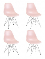 Стул обеденный ДОБРИН ДСР (ножки хром, цвет светло-розовый (ПК-02)) 4 шт / DOBRIN DSR (PK-02))