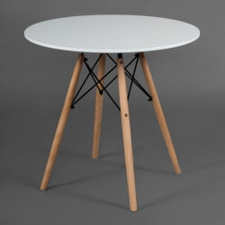 Круглый стол CИНДЙ НЕКСТ (мод. 70-80 МДФ) металл/мдф/бук, Д70х75см, белый/натуральный / CINDY NEXT (mod. MDF) D70х75см,