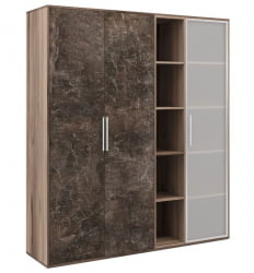 Шкаф высокий 3 створки, с нишей Б-ТОНЕ БТН36152542 Вяз Бетон темный / B-TONE BTN36152542