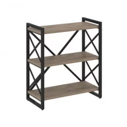 Стеллаж на регулируемых опорах - 3 полки ЛОФТ ВР.Л-МСТ.О-3.8 Металл черный Тиквуд темный / LOFT VR.L-MST.O-3.8