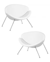 Кресло дизайнерское ДОБРИН ЕМИЛЙ (белый винил ЙП17, хромированная сталь) 2 шт / DOBRIN EMILY YP17,