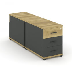 Тумба двухсторонняя опорная приставная с 3-мя ящиками CОНCЕПТ CН.ДТГО-001 Б/В Дуб Винченцо Антрацит / CONCEPT CN.DTGO-001 B/W