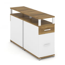 Тумба двухсторонняя опорная приставная с ящиком, распашным фасадом и надставкой CОНCЕПТ CН.ДТГО-006 Б/В Сандал Янтарный Белый бриллиант Белый / CONCEPT CN.DTGO-006 B/W