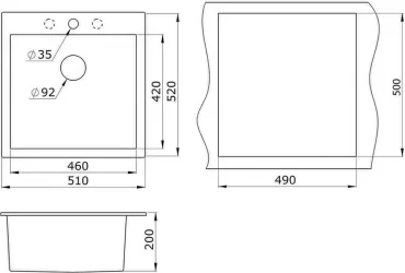 Кухонная мойка ГРАНУЛА 5102 Черный / GRANULA