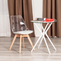 Стул ТУЛИП (мод. 73-1) дерево/пластик/экокожа, 47,5кс55кс80 см, Прозрачный (Транспарент) / TULIP (mod. 47,5x55x80 (Transparent)