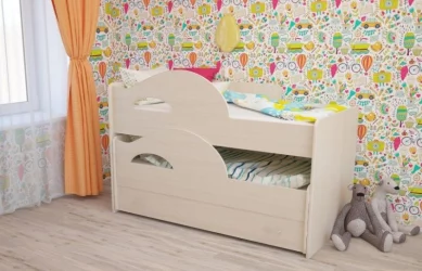 Кровать выкатная двухъярусная РАДУГА Без ящика Дуб млечный