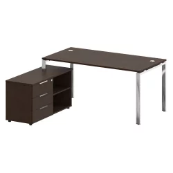 Стол рабочий руководителя с опорной тумбой левый МЕТАЛ СЙСТЕМ ДИРЕCТ БГ.СРТ-4.8 Л Венге Цаво / METAL SYSTEM DIRECT