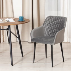 Кресло БРЕМО (мод. 708) / 1 шт. в упаковке ткань/металл, 58х55х83 см, высота до сиденья 48 см, серый баркхат 26/черный / BREMO (mod. barkhat