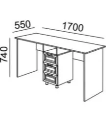 Стол двойной Остин Модуль №13 Ясень шимо светлый/белый