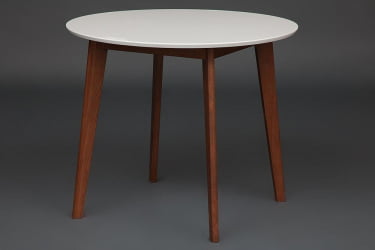 Стол обеденный БОСCО (Боско) основание бук, столешница мдф, Д900, Белый + Коричневый / BOSCO D900,