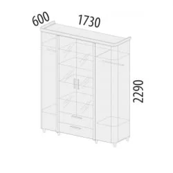 Шкаф четырехдверный с зеркалом Катрин 92.14 Дуб венге Белый песок Браун вуд