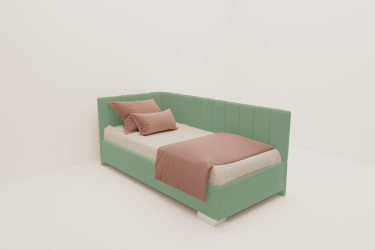 Детская кровать 120 190 ТЕРРА С ОРТОПЕДИЧЕСКИМ ОСНОВАНИЕМ (БЕРХОУСЕ) Цвет фасада: Мятный; Материал фасада: Металл/Велюр; Спальное место: 1200х1900 / (BERHOUSE)